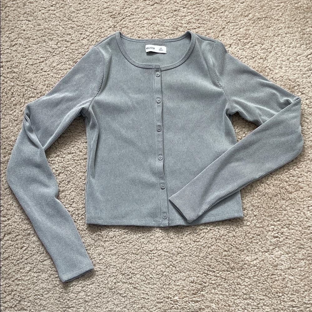 Hollister Light Gray Ribbed Knit Top